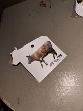 Colorful Abstract Cow Enamel Brooch - Multicolor